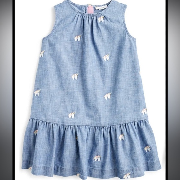 Crewcuts Other - Crewcuts Unicorn Chambray Dress Ruffle Bottom NWOT SIZE 8 size 10